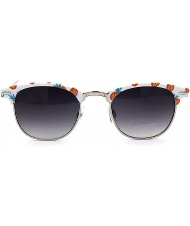 Round Womens Cutie Fruit Print Half Horn Rim Sunglasses - Dark Pineapple - CB194WXHH7G $11.67