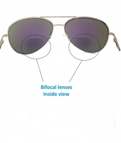 Aviator Bifocal Reading Sunglasses for Men or Women 100% UVA & UVB Mirrored Lens - Green-blue - CI18HCL4H3S $28.01