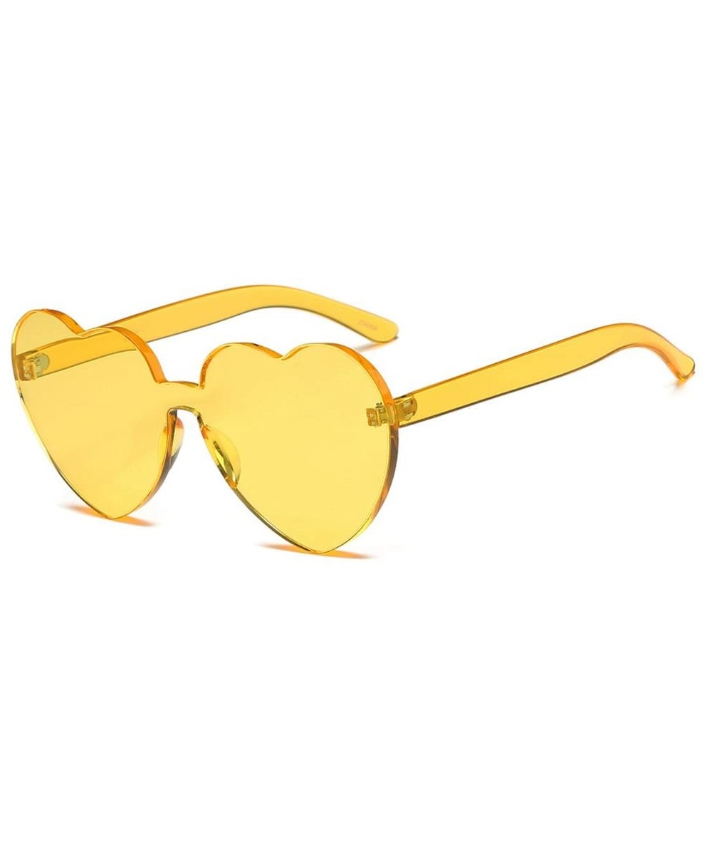 Square Large Oversized Women Cute Heart Shaped Frame Sunglasses Fashion Outdoor Eyewear Anti Uv Sunglass Yellow - Yellow - C9...