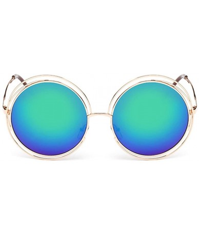 Round Men Sunglasses Women Vintage Metal Round Frame Vacation Beach Unisex UV Glasses Retro Fashion Sunglasses - H - C9196N4L...