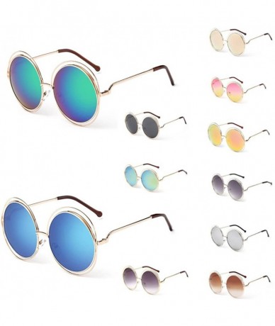 Round Men Sunglasses Women Vintage Metal Round Frame Vacation Beach Unisex UV Glasses Retro Fashion Sunglasses - H - C9196N4L...