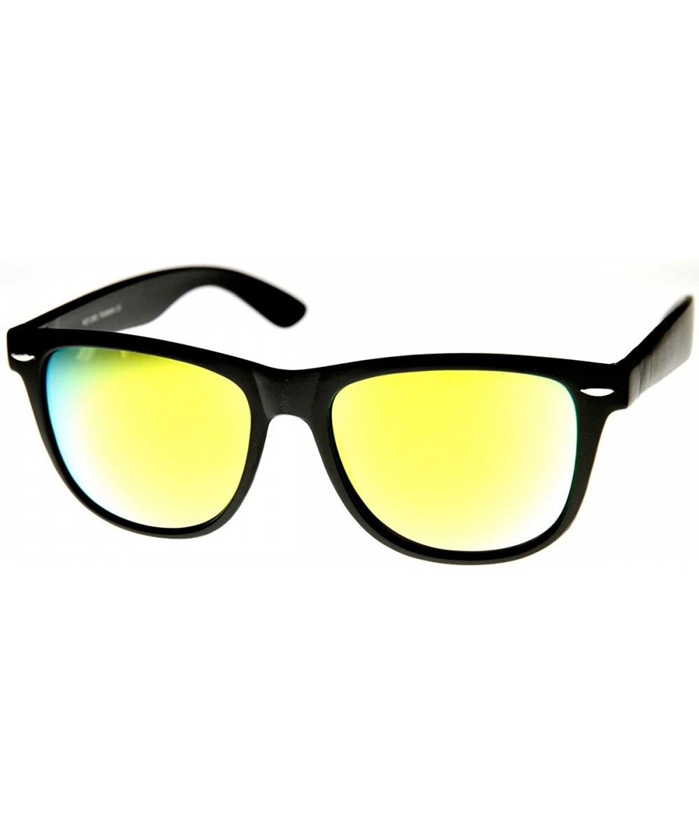 Sport Large Horn Rimmed Color Reflective Flash Mirror Lens Sunglasses - Black Sun - C211V1ZPJER $12.05