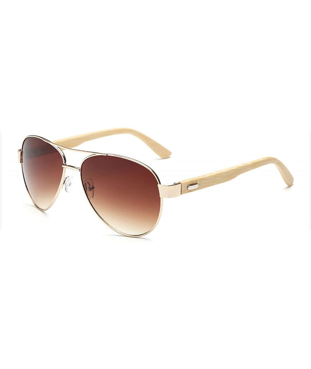 Semi-rimless Bamboo Pilot Sunglasses Men Wooden Metal Women Er Mirror Sun Glasses Drive Retro De Sol - Kp1510 C5 - CO198AHYOH...