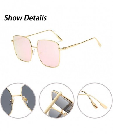 Square Retro Oversized Sunglasses for Women Square Metal Frame Non Polarized Lenses - A4 Pink(sunglasses) - C518NMS5Z42 $9.44