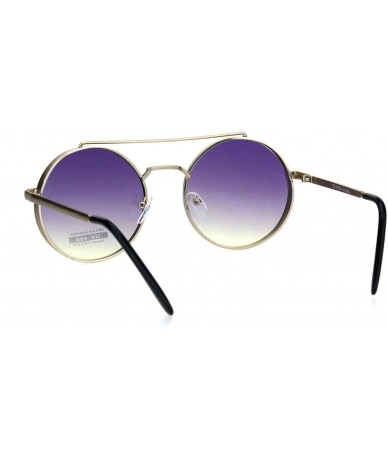 Round Thick Metal Round Circle Lens Steam Punk Hippie Sunglasses - Gold Purple Yellow - C018HLATA8D $10.53