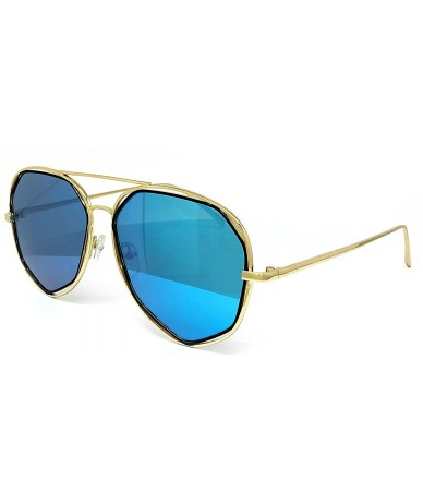 Aviator 6554 Premium Retro Womens Mens Mirror Funky Fashion Geometric Revo Candy Flat Top Aviator Sunglasses - Premium - C218...