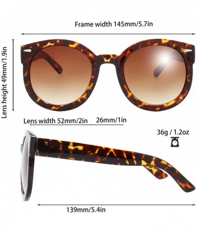 Round Women's Designer Inspired Oversized Round Circle Sunglasses Retro Fashion Style - 2b-tortoise - C718AAO3O3R $9.20