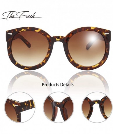 Round Women's Designer Inspired Oversized Round Circle Sunglasses Retro Fashion Style - 2b-tortoise - C718AAO3O3R $9.20