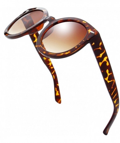 Round Women's Designer Inspired Oversized Round Circle Sunglasses Retro Fashion Style - 2b-tortoise - C718AAO3O3R $9.20