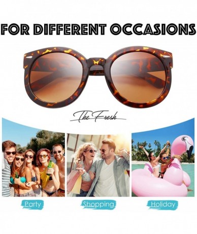 Round Women's Designer Inspired Oversized Round Circle Sunglasses Retro Fashion Style - 2b-tortoise - C718AAO3O3R $9.20