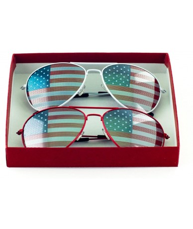 Sport Men Women Aviator Sunglasses Metal Frame Police Shades Patriotic - Red/White - CR11N0HP3R7 $15.74