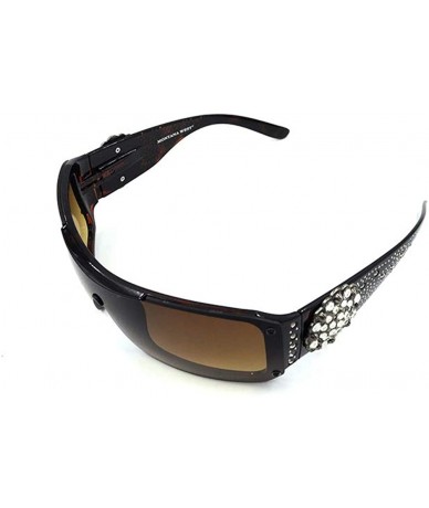 Wayfarer Wayfarer Rhinestone Sunglasses For Women Western UV 400 Protection Shades With Bling - CN19CDRRUI7 $20.38