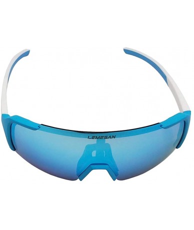 Round Polarized Sports Sunglasses Cycling Glasses Baseball Running Fishing Driving - 04blue(lightbluelens) - CG18XXW6X6M $15.41