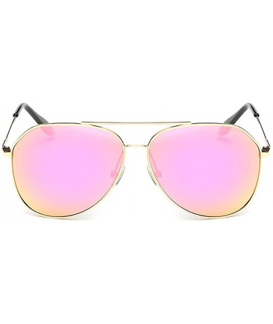 Aviator Unisex Mirrored Polarized Aviator Sunglasses Classic Retro Designer Uv400 60mm - Gold/Pink - C712EEU2R45 $16.23