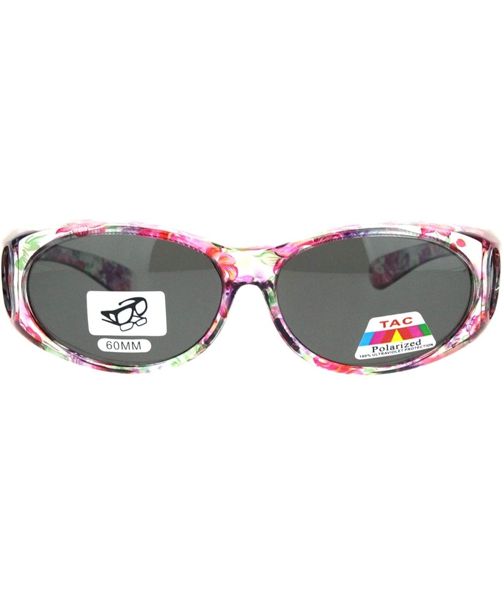 Oval Polarized 60mm Wearover Oval Fit Over Translucent Plastic Sunglasses - Flower - C618KQALU3T $14.34