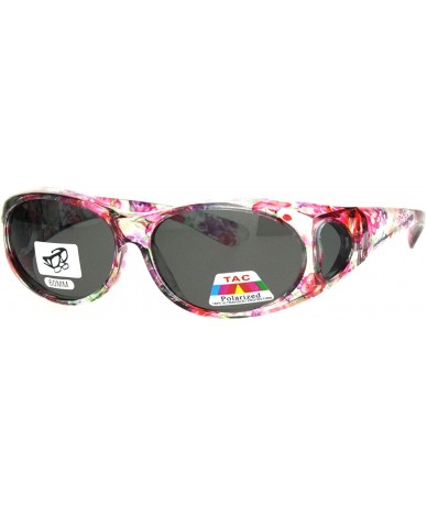 Oval Polarized 60mm Wearover Oval Fit Over Translucent Plastic Sunglasses - Flower - C618KQALU3T $14.34