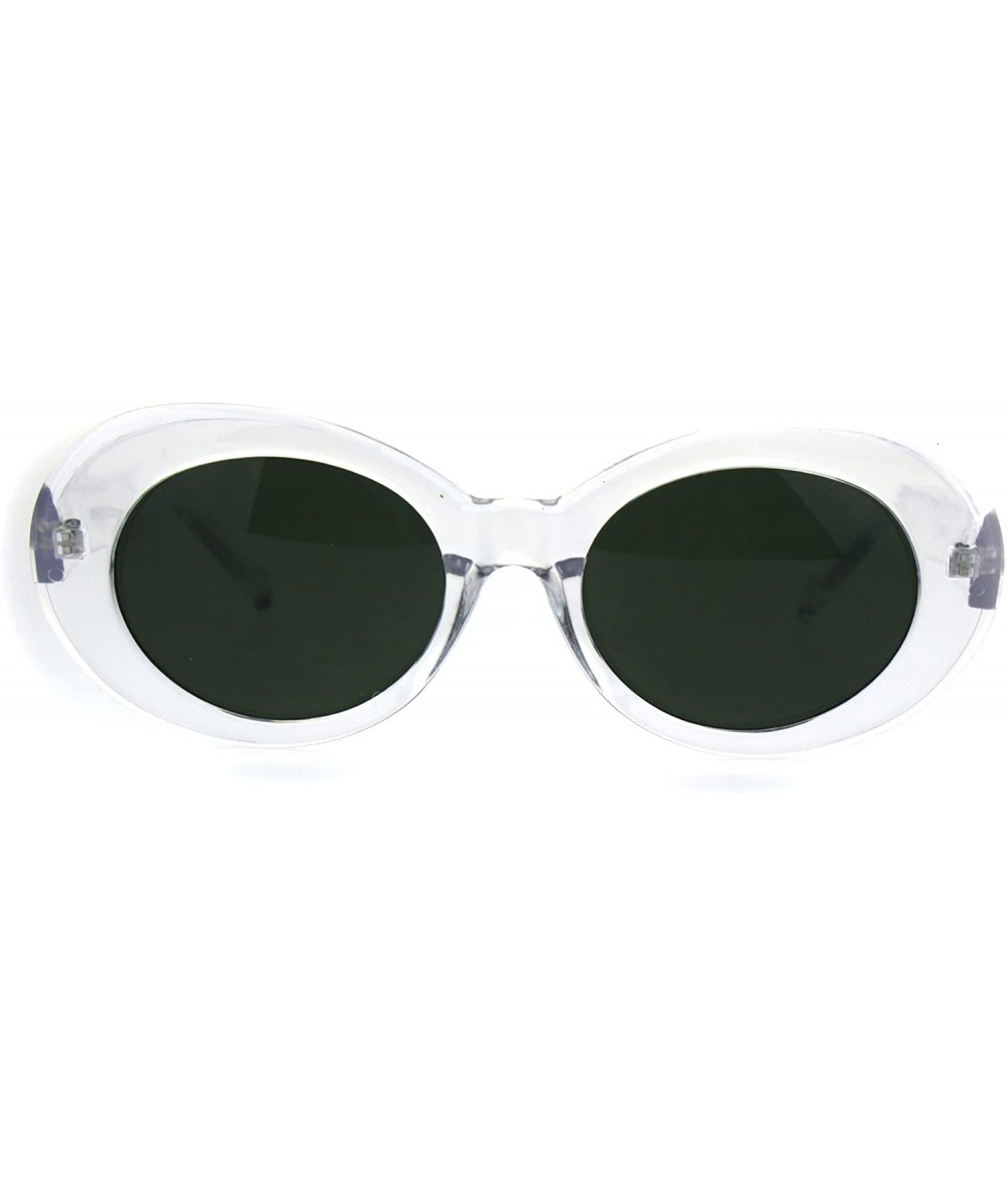 Round Womens Oval Round Thick Plastic Vintage 20s Mod Sunglasses - Clear - CE186C27KEN $8.47