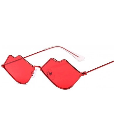 Sport Small Fe Sunglasses Women Retro Lips Mirror Metal Sun Glasses Female Vintage Brand Designer - Silveryellow - CM18W66IKH...