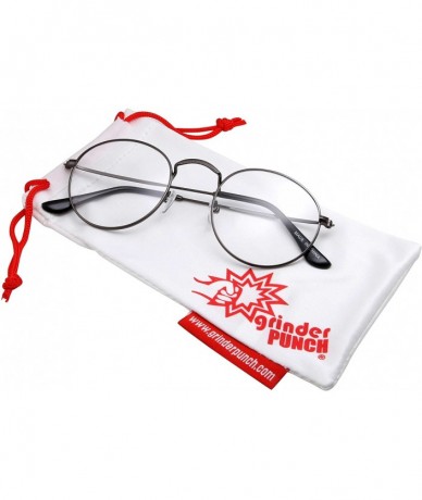 Semi-rimless Retro Round Clear Lens Glasses Metal Frame - Gunmetal - CO12ODVP5QD $10.58