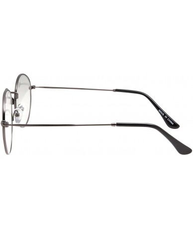 Semi-rimless Retro Round Clear Lens Glasses Metal Frame - Gunmetal - CO12ODVP5QD $10.58