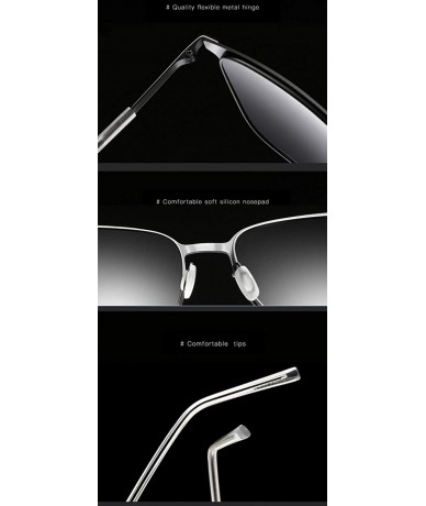 Rectangular Men's Polarized Driving Sunglasses for Men fashion Men UV400 - Silver+black/Silver - C418I3OR6ET $10.45