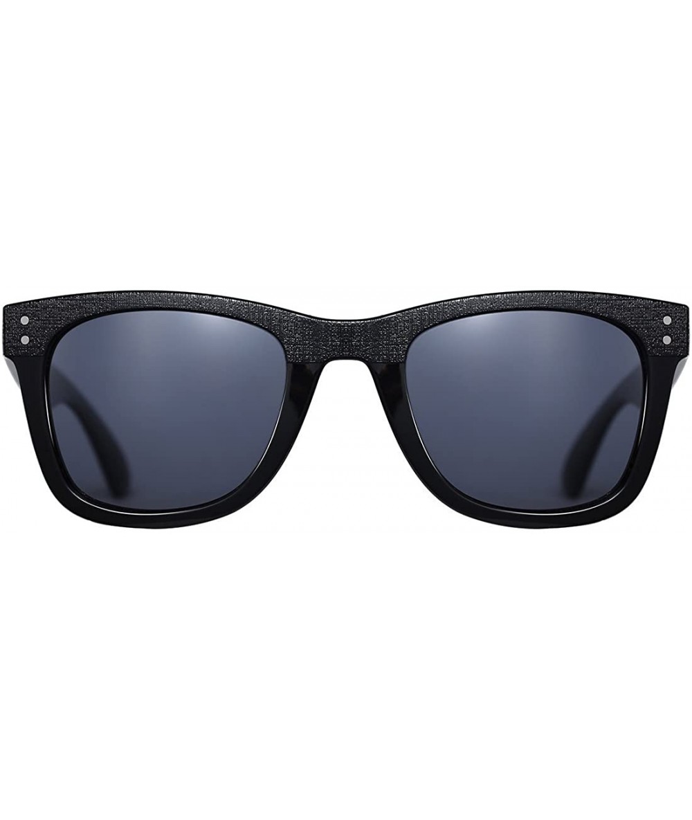 Square Sunglasses for Men Women TR90 Unbreakable - 100% UV Protection -  Black Frame/Black Lens(polarized) - CC183R0M275
