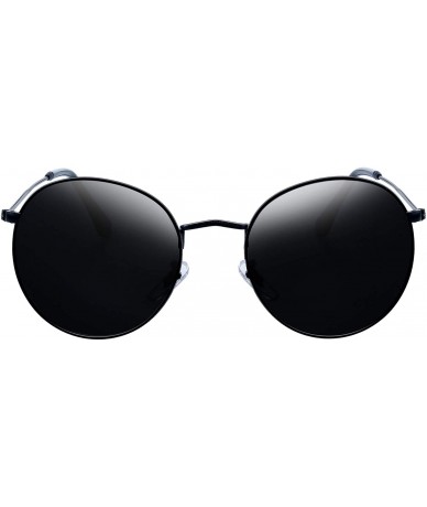 Round Vintage Round Sunglasses for Women Retro Brand Polarized Sun Glasses E3447 - Black - C117Z7ISILR $11.26