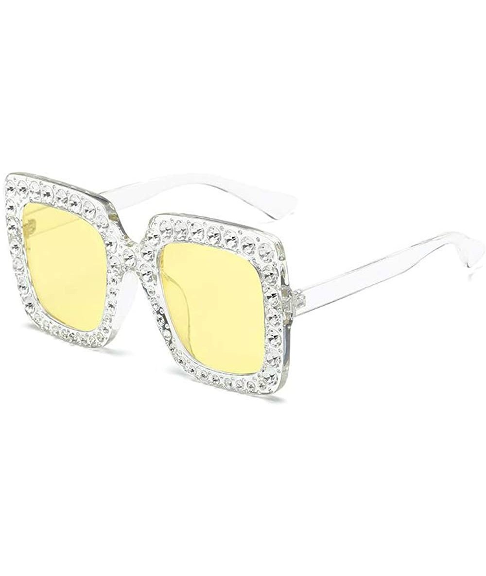 Rectangular Extra Large Squared Elton Crystal Sunglasses Bling Rhinestone Concert Glasses - C718ANR3MQ3 $12.73