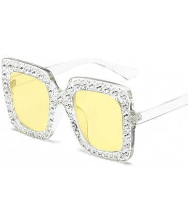 Rectangular Extra Large Squared Elton Crystal Sunglasses Bling Rhinestone Concert Glasses - C718ANR3MQ3 $12.73