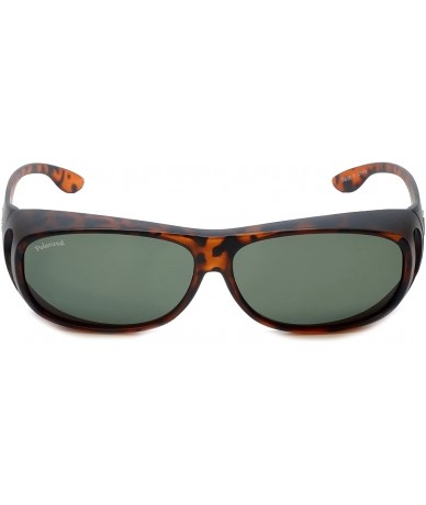 Rectangular Designer Polarized Fitover Sunglasses F02 63mm - Matte Tortoise - CB182SUYZ7K $22.23