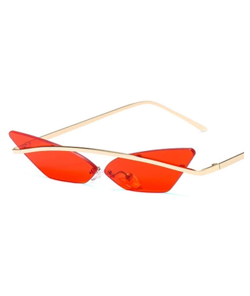 Sport Small Frame Personality Triangle Cat Eye Sunglasses Metal Beam Frameless Men and Women Sun Mirror - 5 - C7190QXW065 $28.51