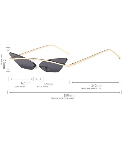 Sport Small Frame Personality Triangle Cat Eye Sunglasses Metal Beam Frameless Men and Women Sun Mirror - 5 - C7190QXW065 $28.51