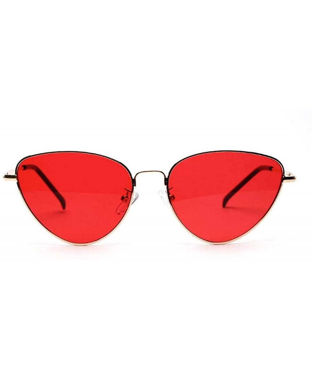 Goggle Retro Cat Eye Sunglasses Women Yellow Red Lens Sun Glasses Fashion Light Weight Sunglass Vintage Metal Eyewear - C9197...