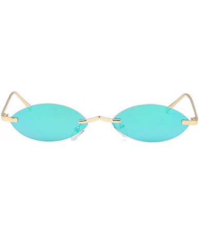 Square Unisex Fashion Metal Frame Oval Candy Colors small Sunglasses UV400 - Green - C318NEL6R96 $8.30