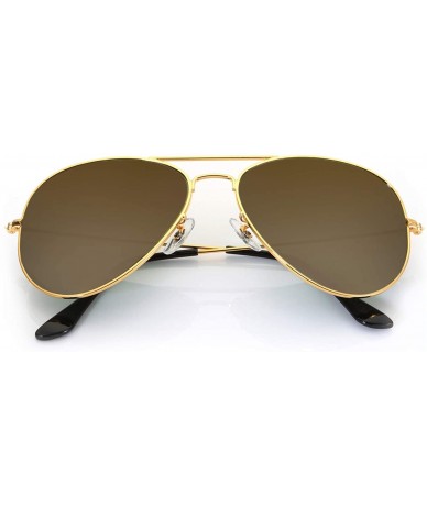 Aviator Classic Aviator Sunglasses for Women and Men UV Protection Metal Frame Sun Glasses - Brown - CT18Y537O08 $11.59