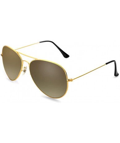 Aviator Classic Aviator Sunglasses for Women and Men UV Protection Metal Frame Sun Glasses - Brown - CT18Y537O08 $11.59