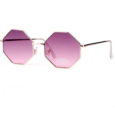 Aviator Fashion Sunglasses Women Brand Designer Metal Frame Polygon Clear Lens Purple - Rainbow Color - CH18YR286KH $8.49