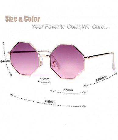 Aviator Fashion Sunglasses Women Brand Designer Metal Frame Polygon Clear Lens Purple - Rainbow Color - CH18YR286KH $8.49