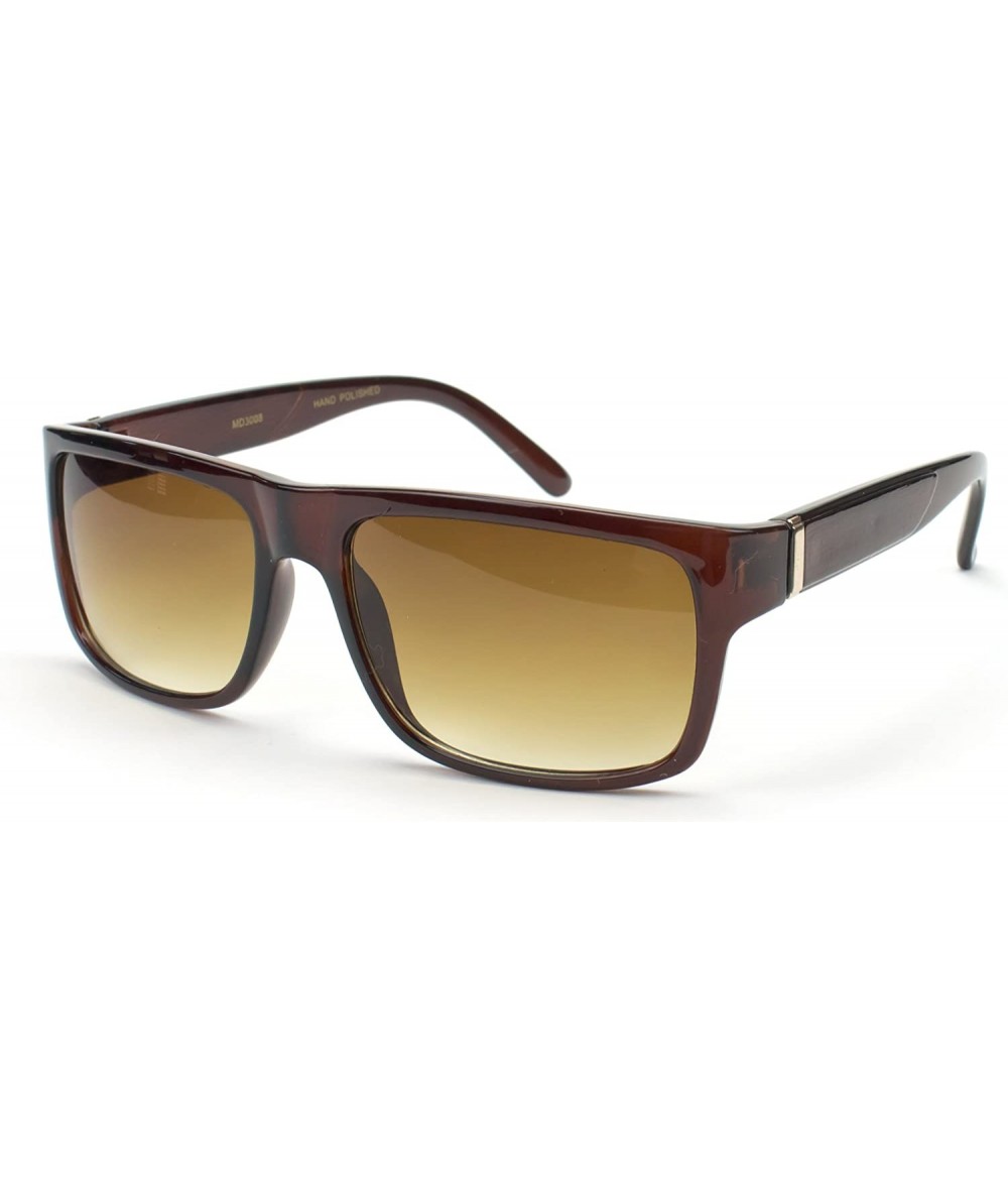 Square Flat Top Square Gradient Frame Womens Mens Super Oversized Unisex Fashion Sunglasses - Brown - C21170XSO4L $8.73