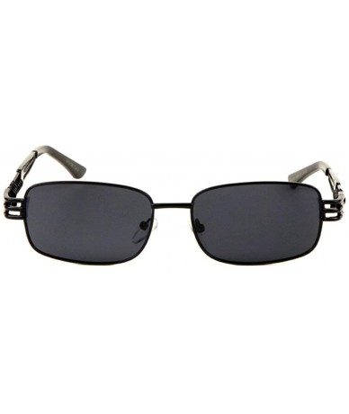 Rectangular Flat Rectangular Lens Metal Cut Spring Temple Sunglasses - Black - CP197U66O96 $14.32