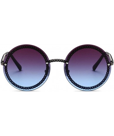 Round Fashion Round Sunglasses Lady Vintage Metal Frame Gradient Sun Glasses UV400 - C6 - CB18RKGHASD $13.51