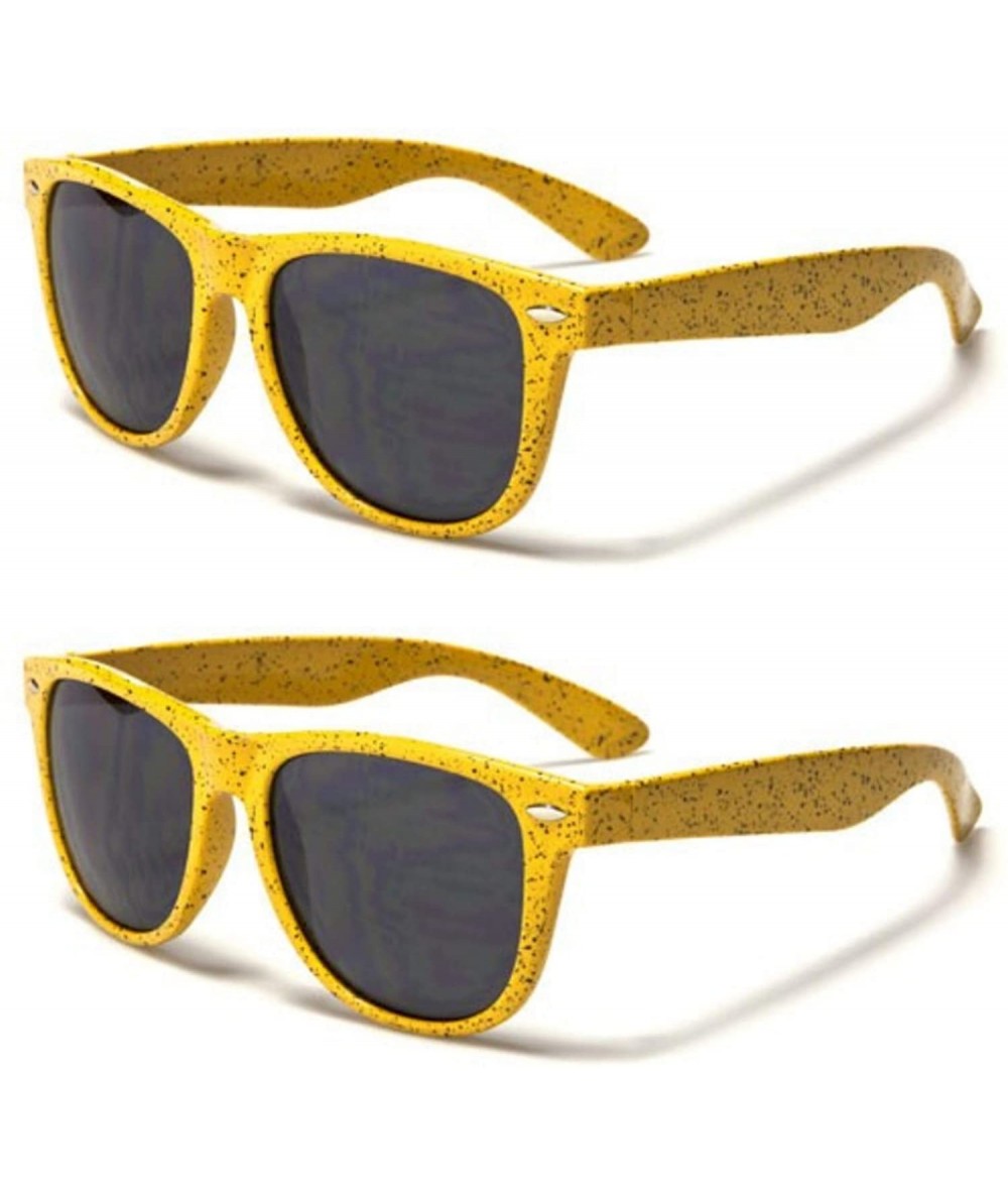 Wayfarer Unisex 80's Retro Classic Trendy Stylish Sunglasses for Men Women - Spot - Yellow - 2pack - CE195GKKA6Y $8.71