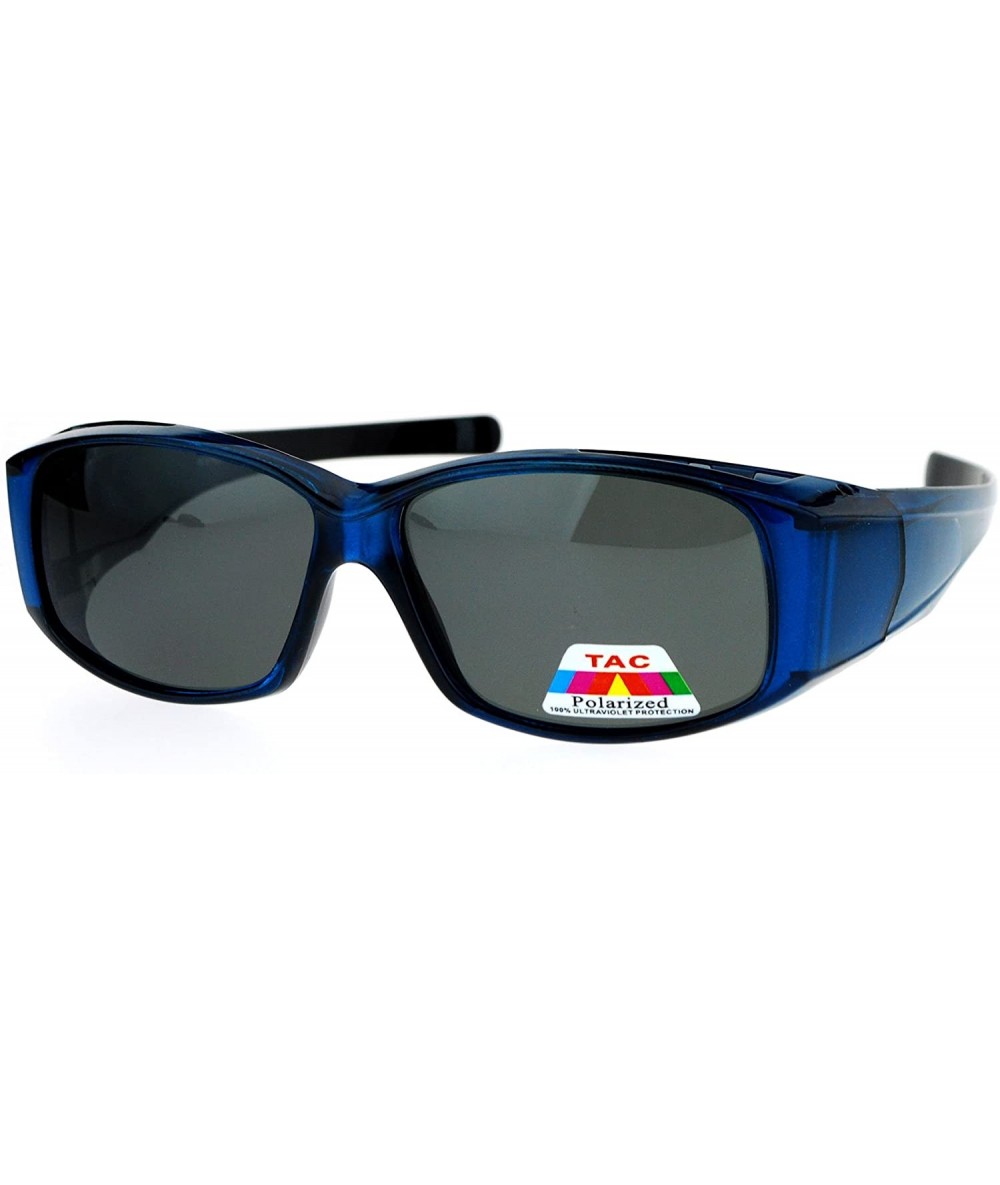 Rectangular Womens Polarized Lens Lightweight 60mm Fit Over Sunglasses - Blue - CZ12MY5889E $12.76