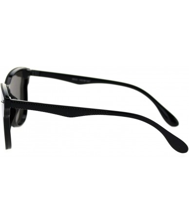 Rectangular Unisex Panel Lens Shield Hipster Plastic Horn Sunglasses - Black Silver Mirror - C818T0IHMI3 $9.42