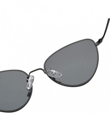 Round Women Men Summer Vintage Retro Cat Eye Glasses Unisex Sunglasses - Black - CB18TKUCEIY $6.69