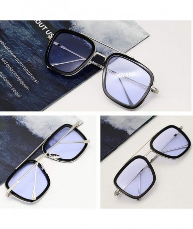 Oversized Retro Aviator Sunglasses Square Gold Metal Frame for Men Women Sunglasses Classic Iron Man Tony Stark Shades - C918...
