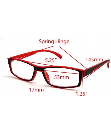 Rectangular Soft Matte Black w/ 2 Tone Reading Glasses Spring Hinge 0.74 Oz - Matte Black Red - CF12C215KIN $23.05