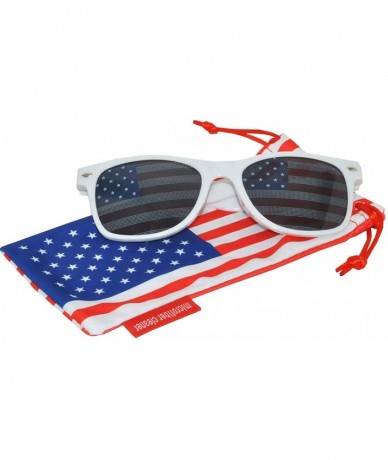 Rectangular Classic American Flag Sunglasses USA Patriot Colored Lens 4th of July - Flag_colored_frame_white - CI12NZ1MV4A $1...