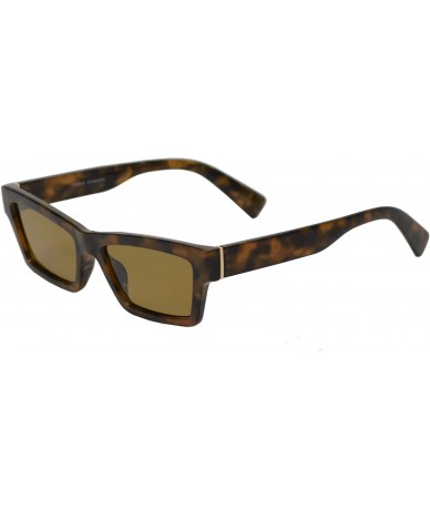 Rectangular Retro Small Rectangular Cat Eye Sunglasses for Women with Flat Lens - Tortoise + Amber Brown - CB195D5QTA4 $16.06