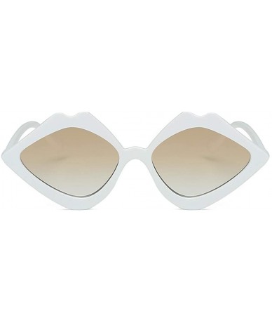 Oversized Women's Sunshade Sunglasses Trendy Integrated Candy Color Glasses Sun Protection - White - C718RHSS745 $12.17